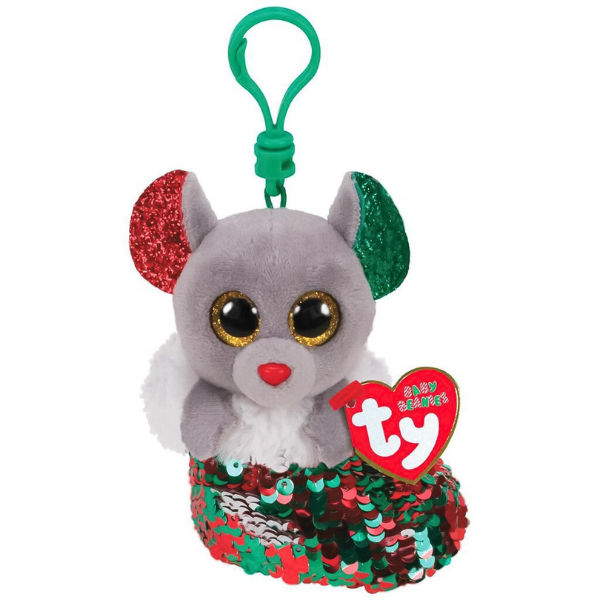 Брелочек — Мышка Chipper 12 см (Beanie boos clip)