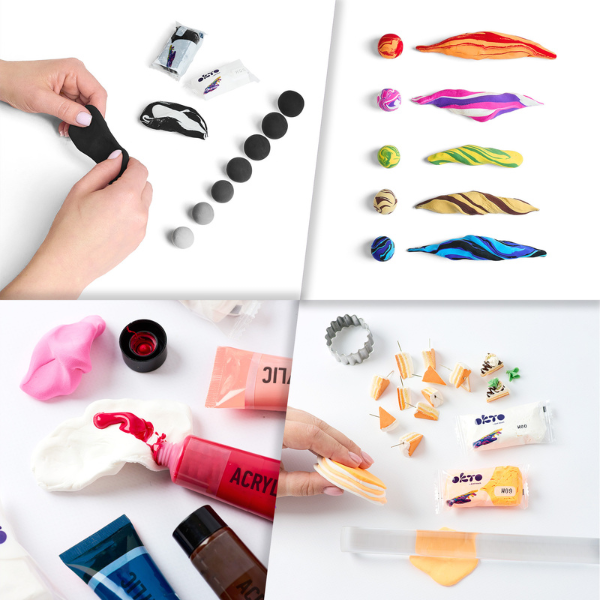 Воздушный белый пластилин Air Clay OKTO Colours, 30 шт. х 6 г, размер L