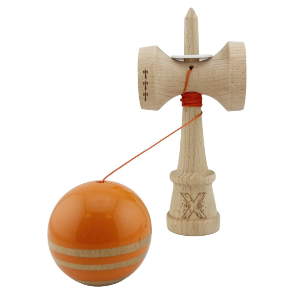 «Kendama Flippy X Original Rainbow», профессиональная, металлический подшипник, веревка 62/65 см, сверхлипкая, большие чашки, King Size 7 х 6 х 18 см, оранжево-коричневая