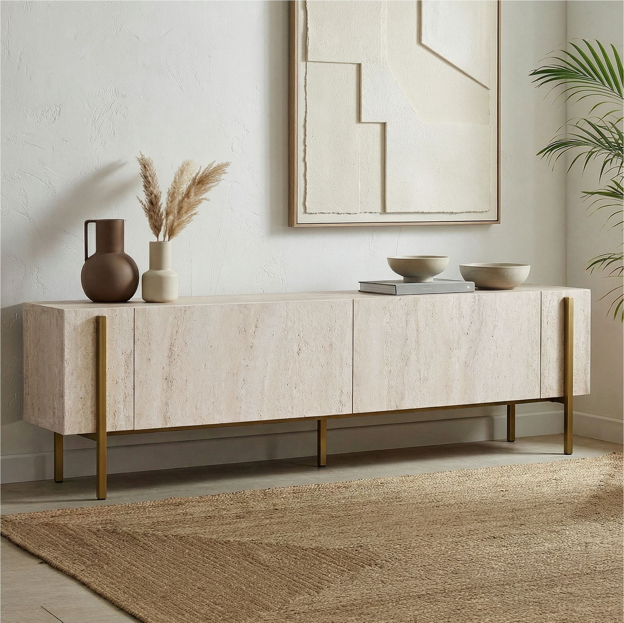 Тумба под ТВ Hanah Home Nexus Travertine Gold