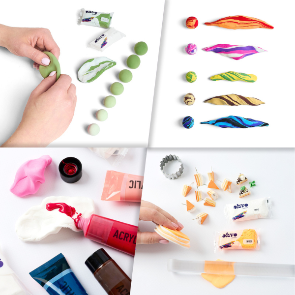Воздушный оливковый пластилин Air Clay OKTO Colours, 10 шт. х 6 г, размер S