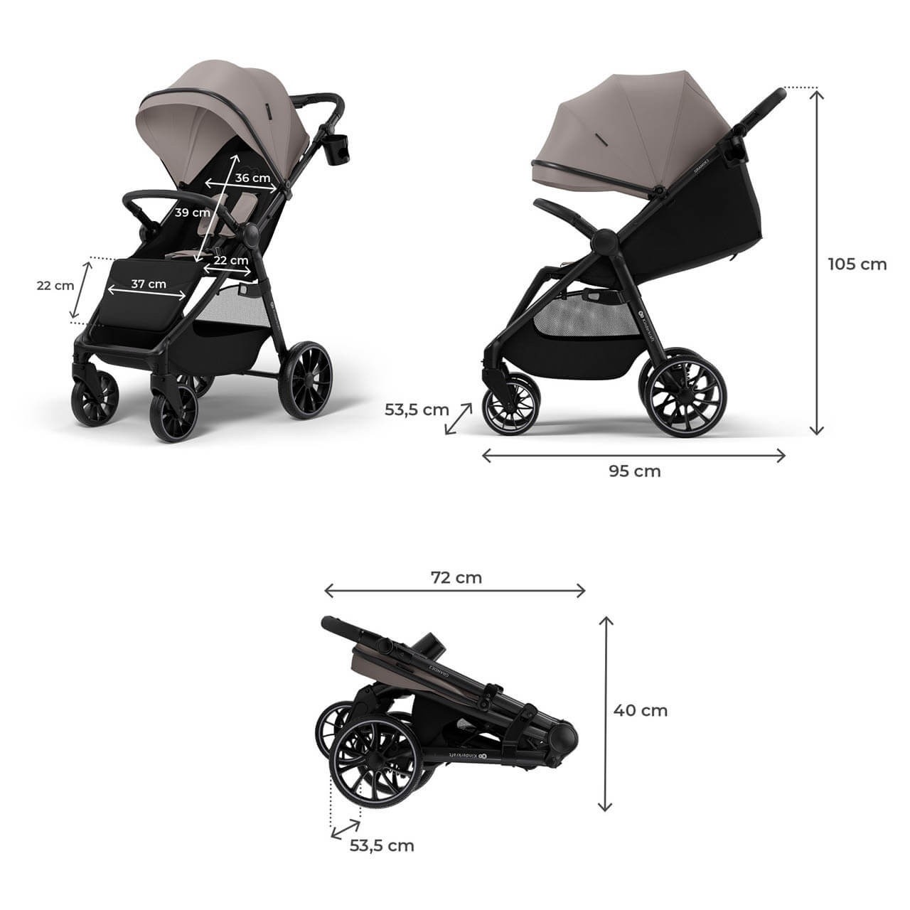 Коляска Kinderkraft Grande 2 Sand Beige (KSGRAN02BEG0000)