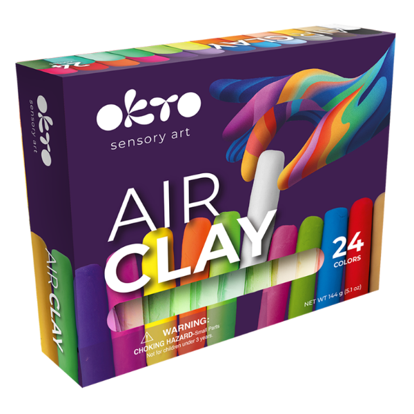 Набор для творчества из воздушного пластилина Air Clay OKTO, 24 шт. х 6 г.