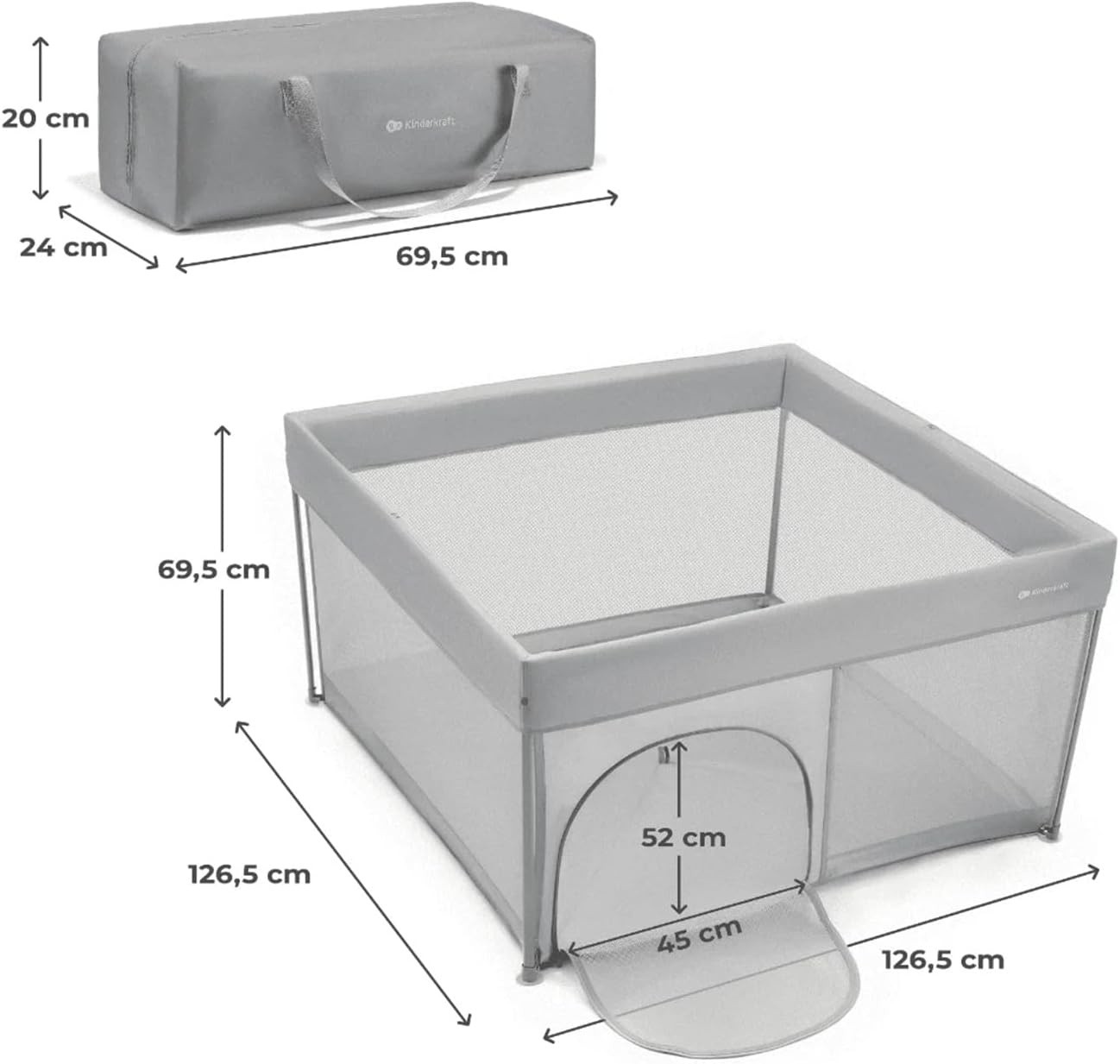 Манеж Kinderkraft Ziki Grey (KLZIKI00GRY0000)