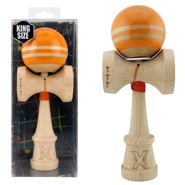 «Kendama Flippy X Original Rainbow», профессиональная, металлический подшипник, веревка 62/65 см, сверхлипкая, большие чашки, King Size 7 х 6 х 18 см, оранжево-коричневая