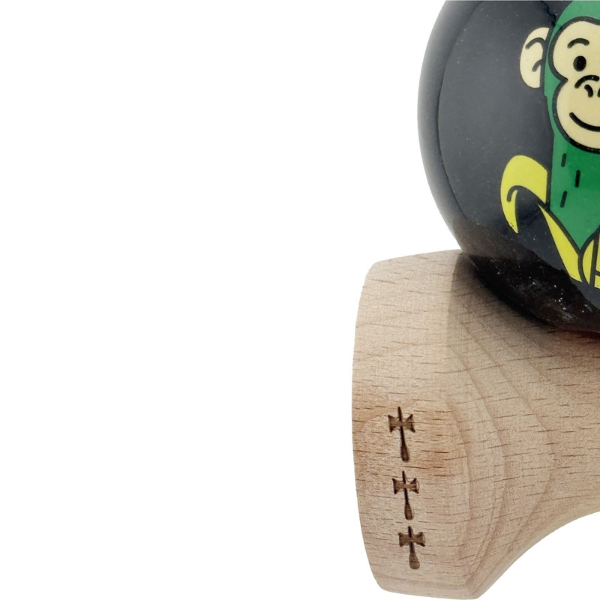 «Kendama Super Sticky X Original», металлический подшипник, веревка 62/65 см, King size 7.5 x 6 x 18 см , «Обезьянка», черная