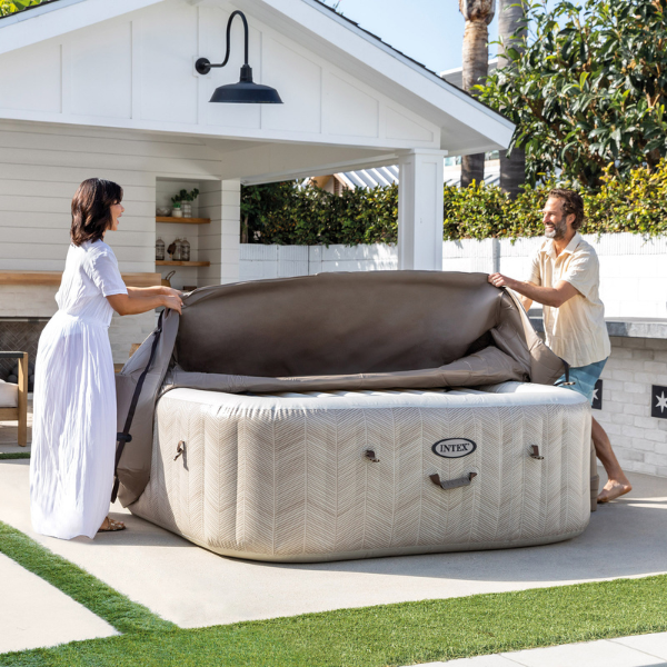 INTEX Надувной СПА джакузи “Chevron Deluxe Square Bubble” 173х71см, 795Л, 4-х местный