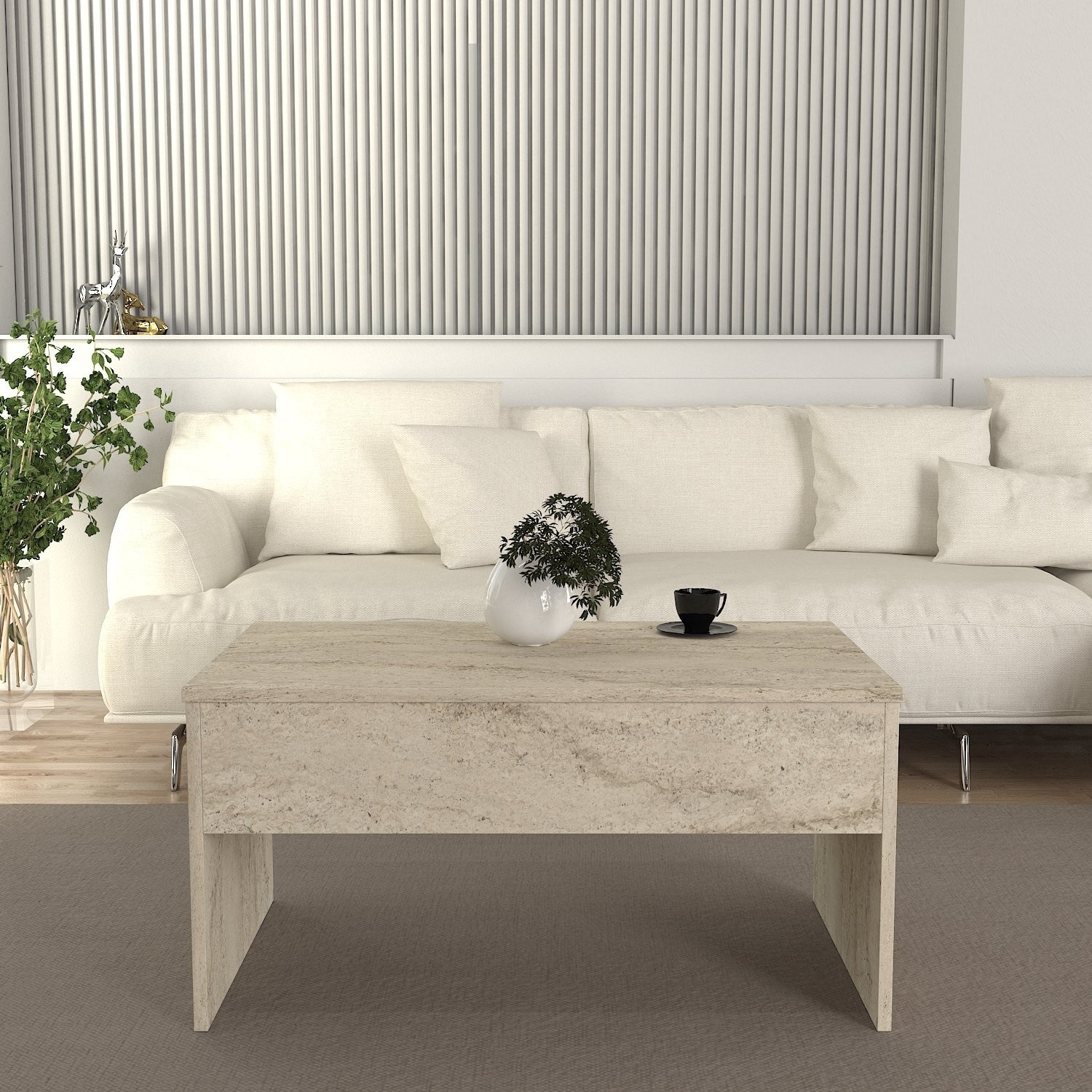 Журнальный столик Hanah Home Akilli Travertine