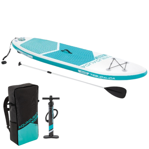 INTEX Доска для сап сёрфинга – SUP-доска «Aqua Quest 240» 244x76x13 см, насос, весло, сумка, 8+, до 90 кг