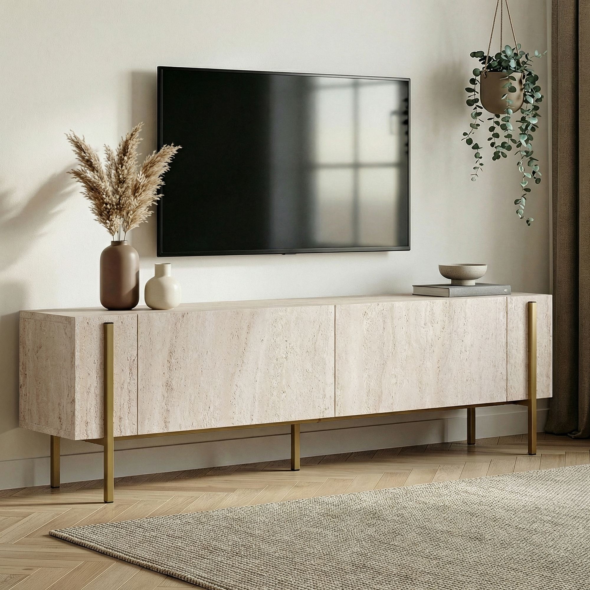 Тумба под ТВ Hanah Home Nexus Travertine Gold