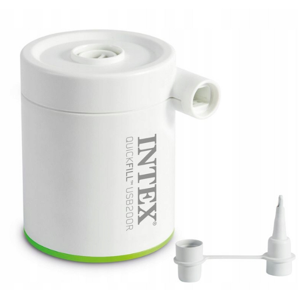 INTEX Насос электрический «QuickFill USB200R» USB 5В, 2А, перезаряжаемый, пауэрбанк, 2 насадки