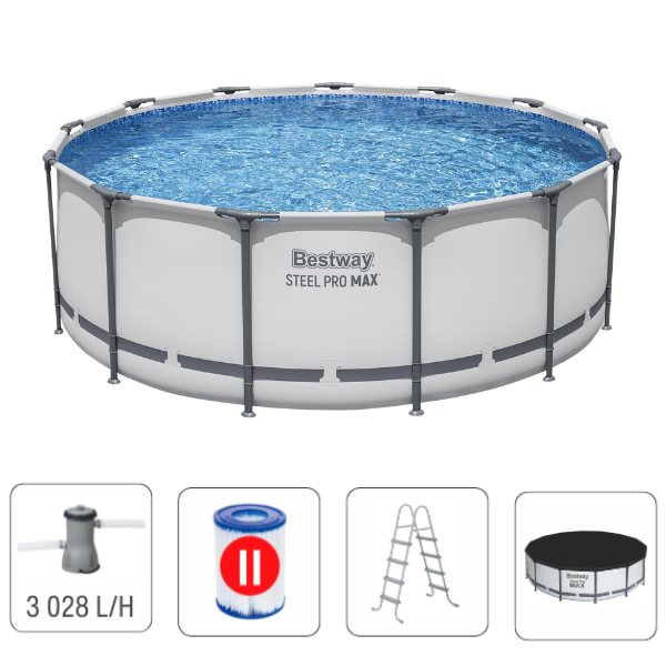 Bestway Бассейн STEEL PRO MAX Round 396х122 см, 12690 Л, металлический каркас