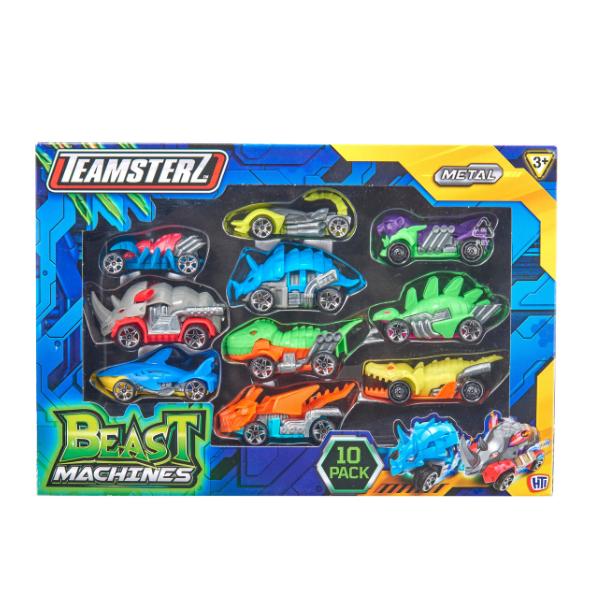 Набор из 10 машинок Teamsterz Beast Machines Die-Cast, в асс.
