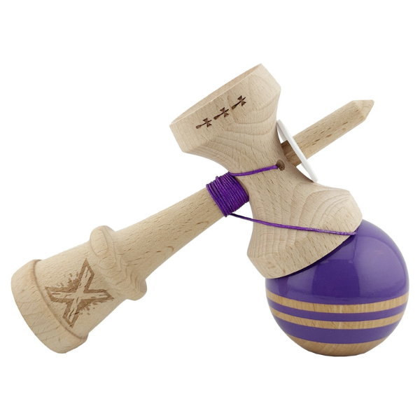 «Kendama Flippy X Original Rainbow», профессиональная, металлический подшипник, веревка 62/65 см, сверхлипкая, большие чашки, King Size 7 х 6 х 18 см, индиго-коричневая