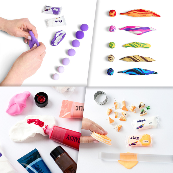 Воздушный пластилин фиолетовый Air Clay OKTO Colours, 10 шт. х 6 г, размер S