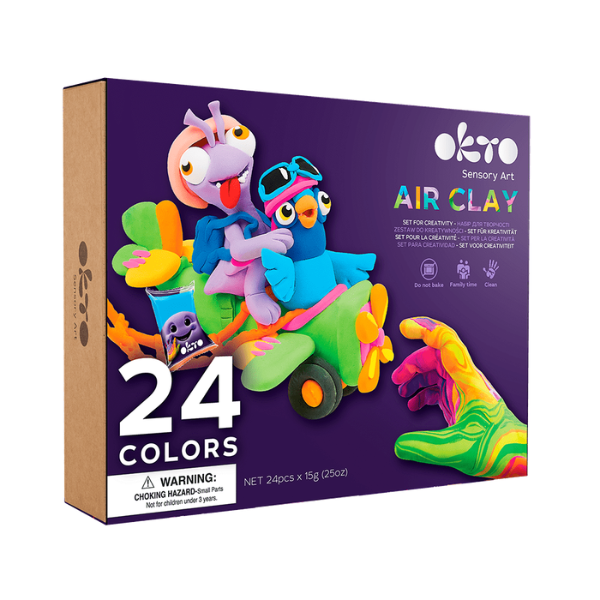 Набор для творчества из воздушного пластилина Air Clay OKTO, 24 шт. x 10 г.