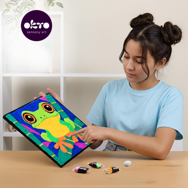 Объемная 3D картина по номерам из воздушного пластилина Air Clay 29 x 29 см — Лягушка