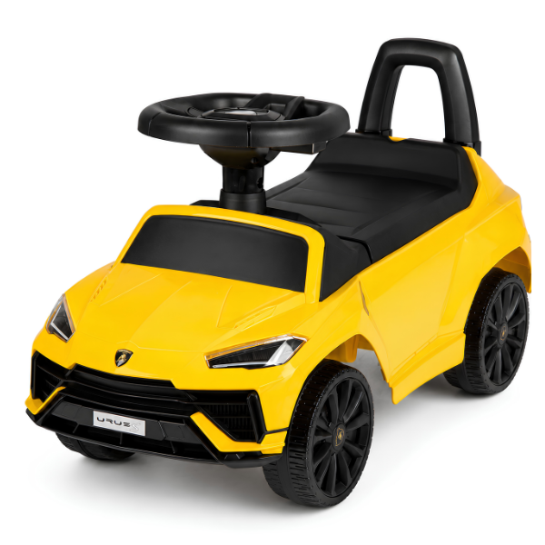 Детский толокар Lamborghini Urus S, с музыкальным рулем, желтый