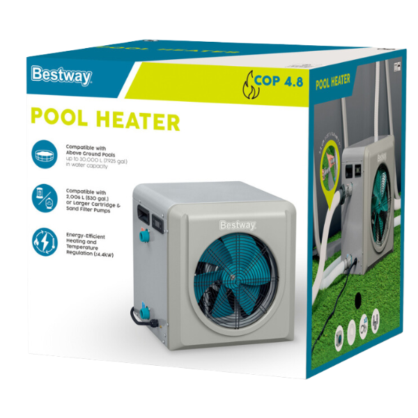 Тепловой насос Bestway для нагрева воды в бассейнах до 30 m³, 4.4 кВт, 2 м3/ч