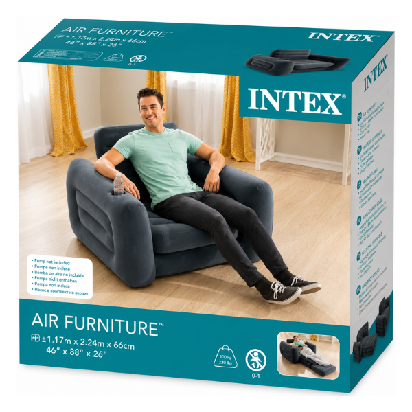 INTEX Надувное кресло-кровать «Velur Sofa» 117х224х66 см