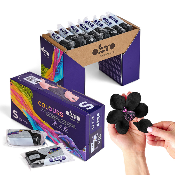 Воздушный чёрный пластилин Air Clay OKTO Colours, 10 шт. х 6 г, размер S