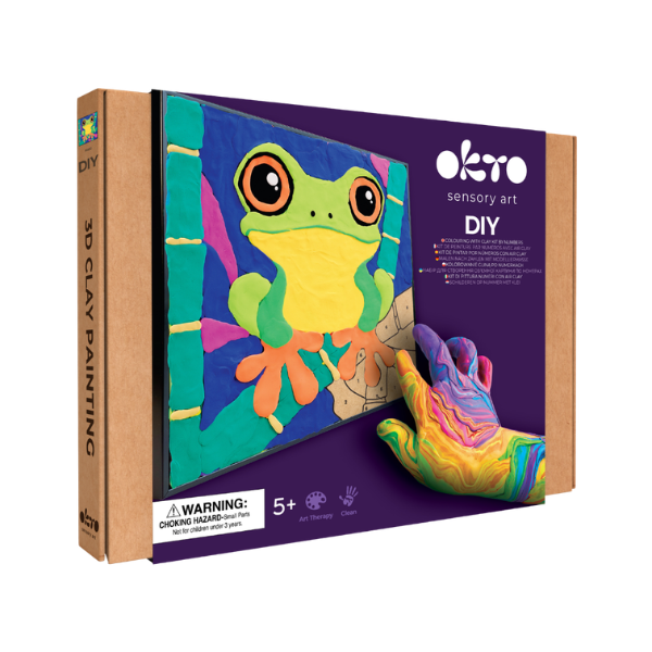 Объемная 3D картина по номерам из воздушного пластилина Air Clay 29 x 29 см — Лягушка