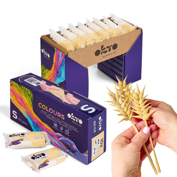 Воздушный пластилин бежевый Air Clay OKTO Colours, 10 шт. х 6 г, размер S