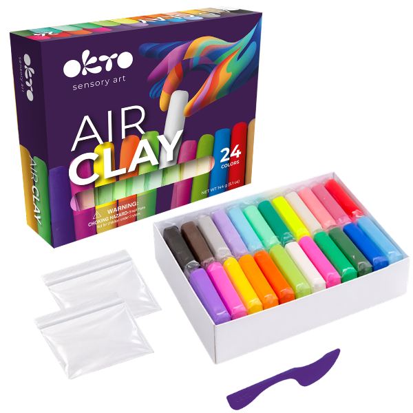 Набор для творчества из воздушного пластилина Air Clay OKTO, 24 шт. х 6 г.