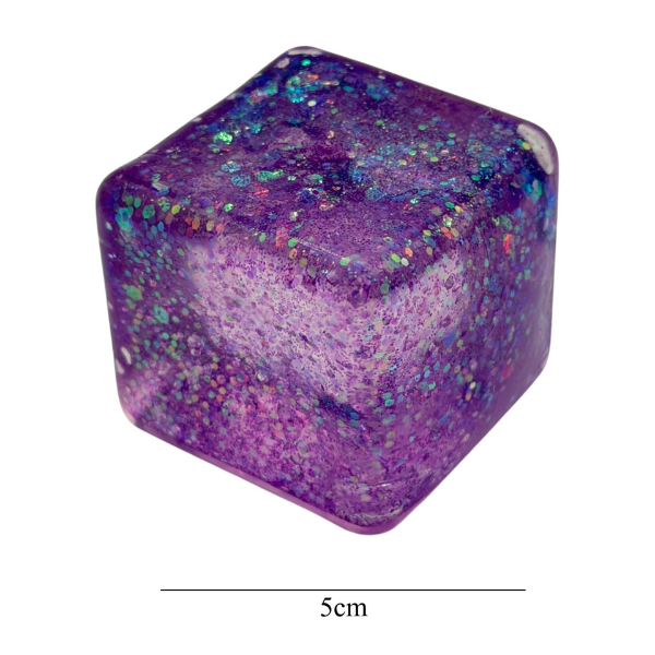 Антистресс-куб «Magic Glitter Ice Cube» с блестками, 5×5×5 см, фиолетовый