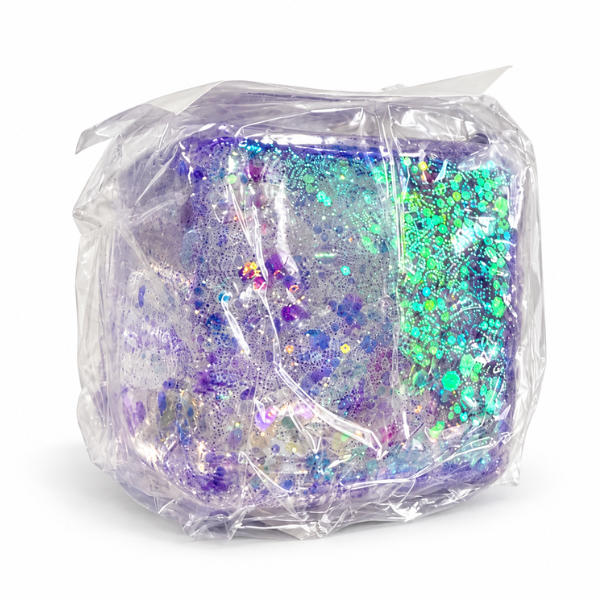 Антистресс-куб «Squish Stretch Ball» с блестками, 5×5×5 см