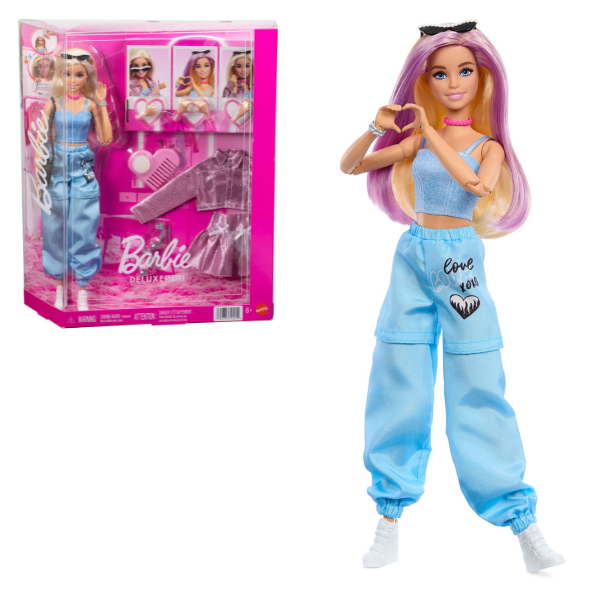 Кукла Barbie с 4 нарядами, аксессуарами и меняющими цвет волосами