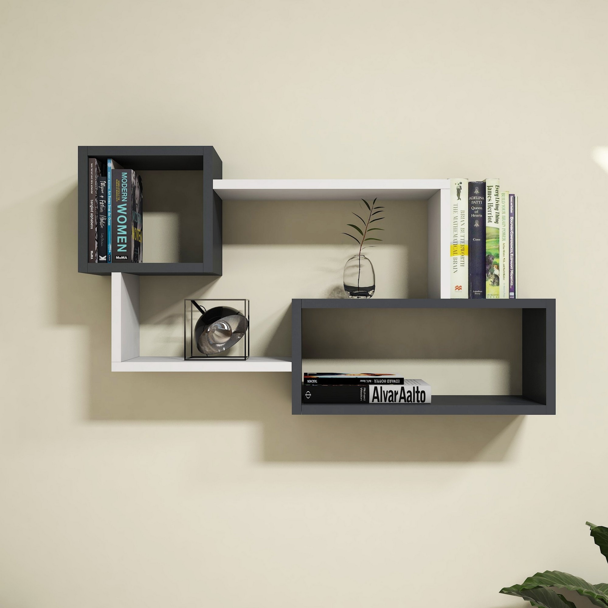 Настенная полка Hanah Home Afro White Anhtracite