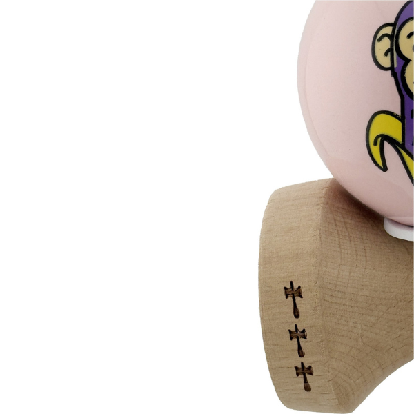 «Kendama Super Sticky X Original», металлический подшипник, веревка 62/65 см, King size 7.5 x 6 x 18 см , «Обезьянка», розовая