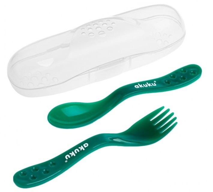 Набор ложка и вилка Akuku A0074 Green