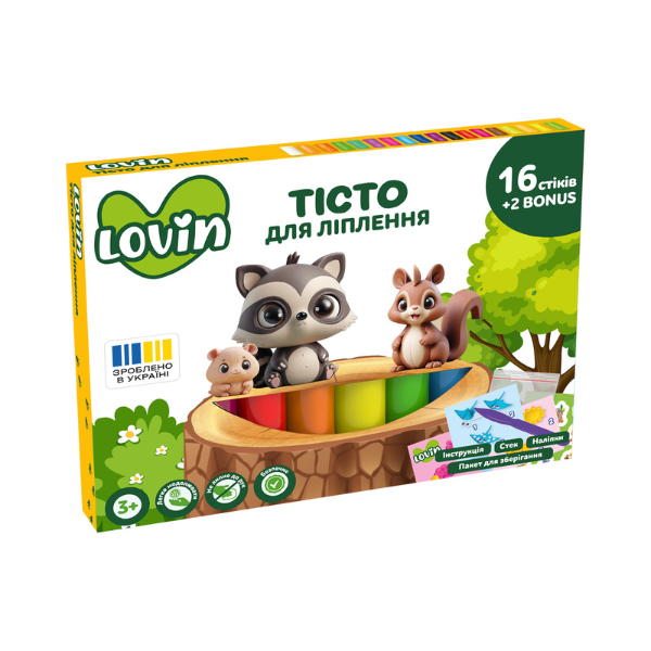 Тесто для лепки Play dough, 16 цветов + 2 бонусных х 15г, 3 модели